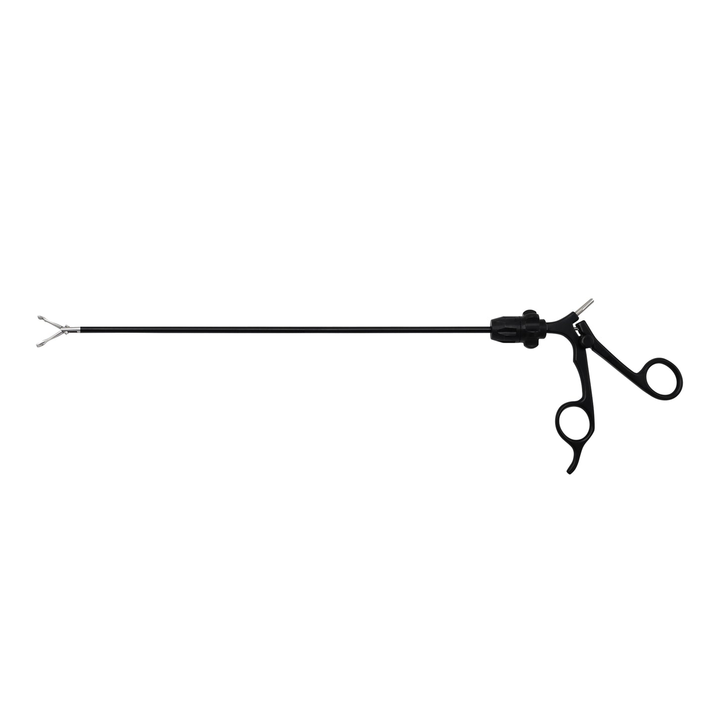 Disposable laparoscopic Metzenbaum scissors with 5mm insulated shaft and black ergonomic finger-ring handle on a white background.