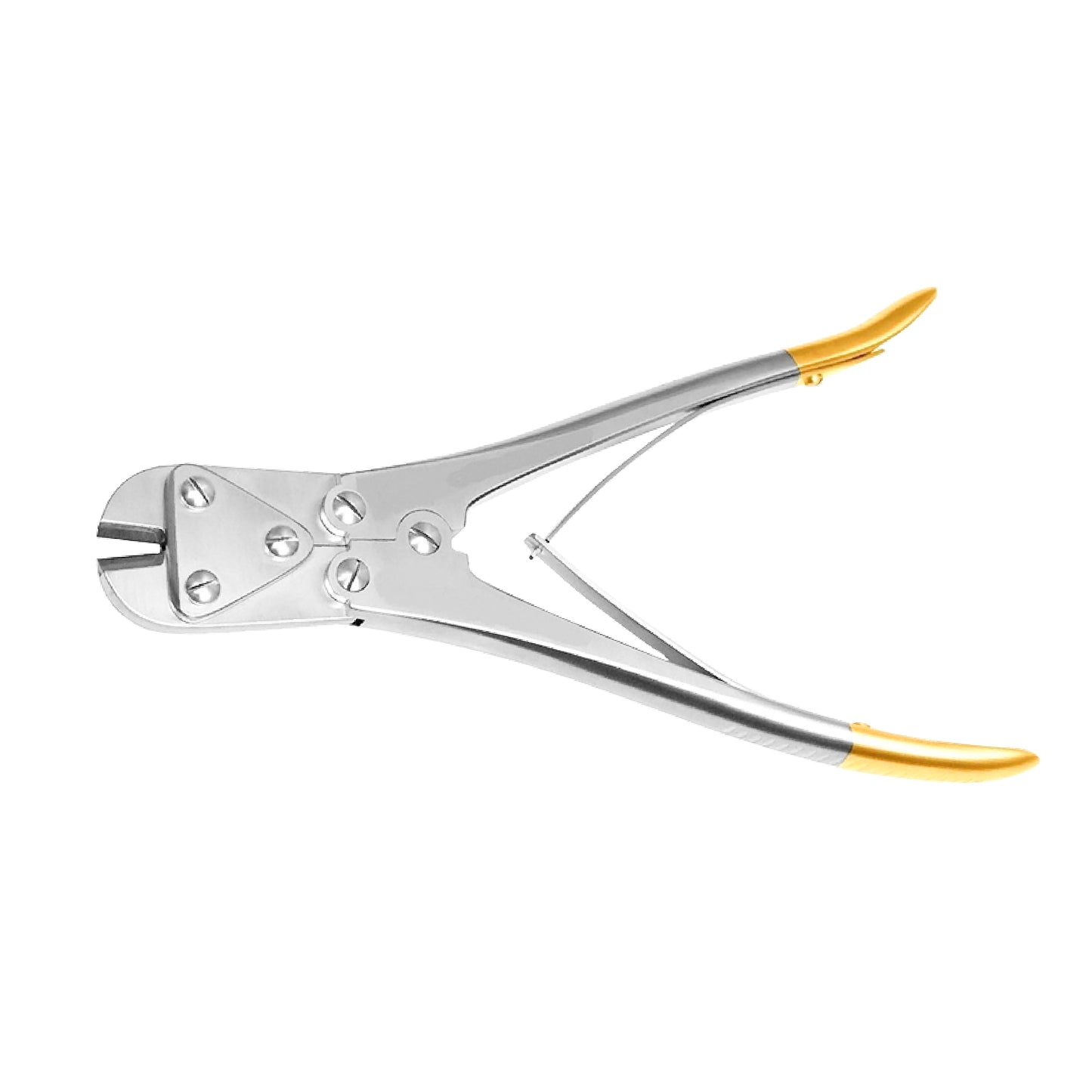 Locking pliers with yellow handles on a white background