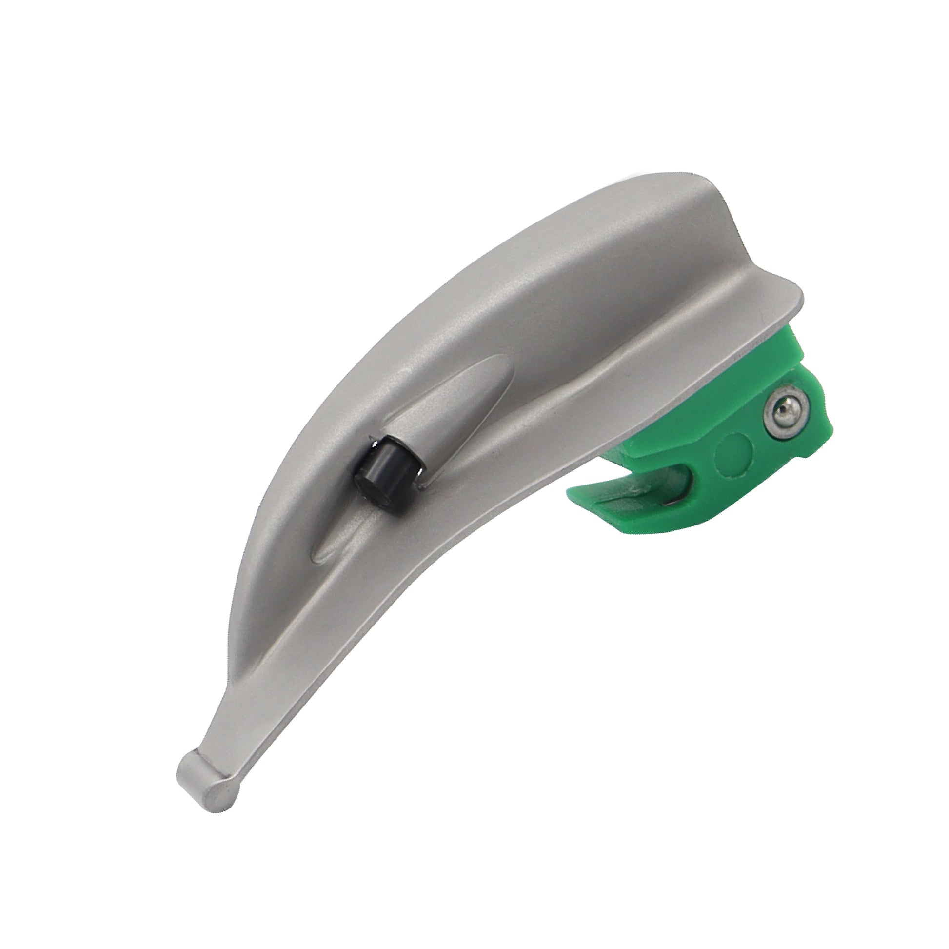 A pediatric Macintosh laryngoscope blade with a curved design, made of durable stainless steel for safe and effective airway management during intubation procedures.