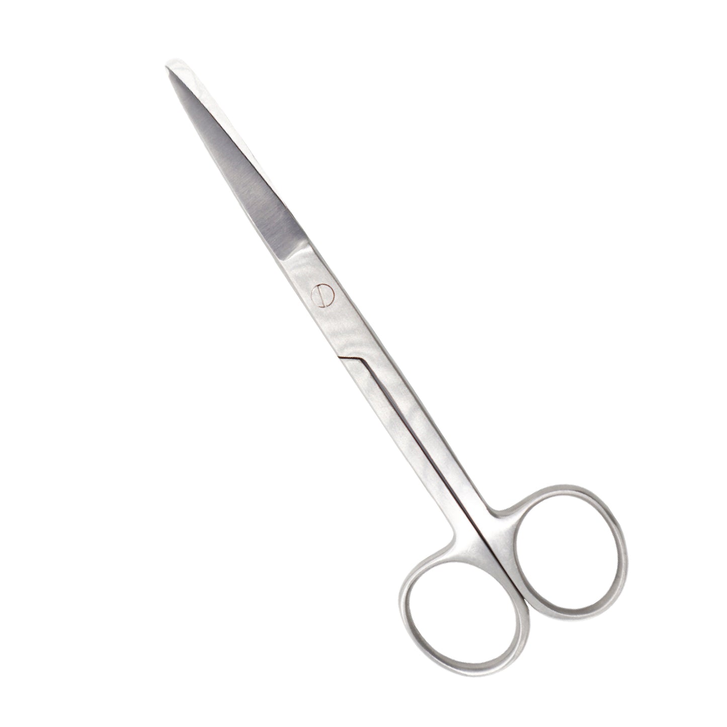  A high-quality stainless steel medical instrument, specifically straight Mayo dissecting scissors with ring handles and a satin finish, used for surgical procedures.