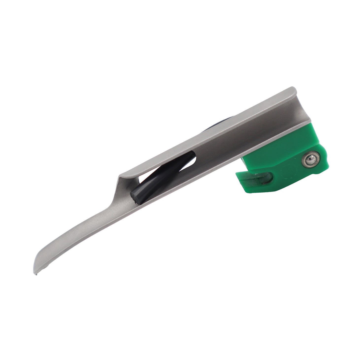 Medical-grade Miller blade airway instrument designed for laryngoscopy procedures, shown as a sterile, precision-engineered medical device.