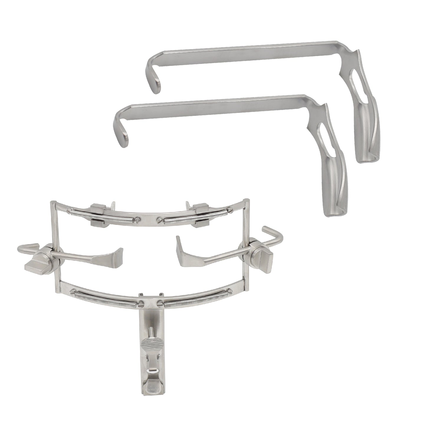 Metal brackets on a white background