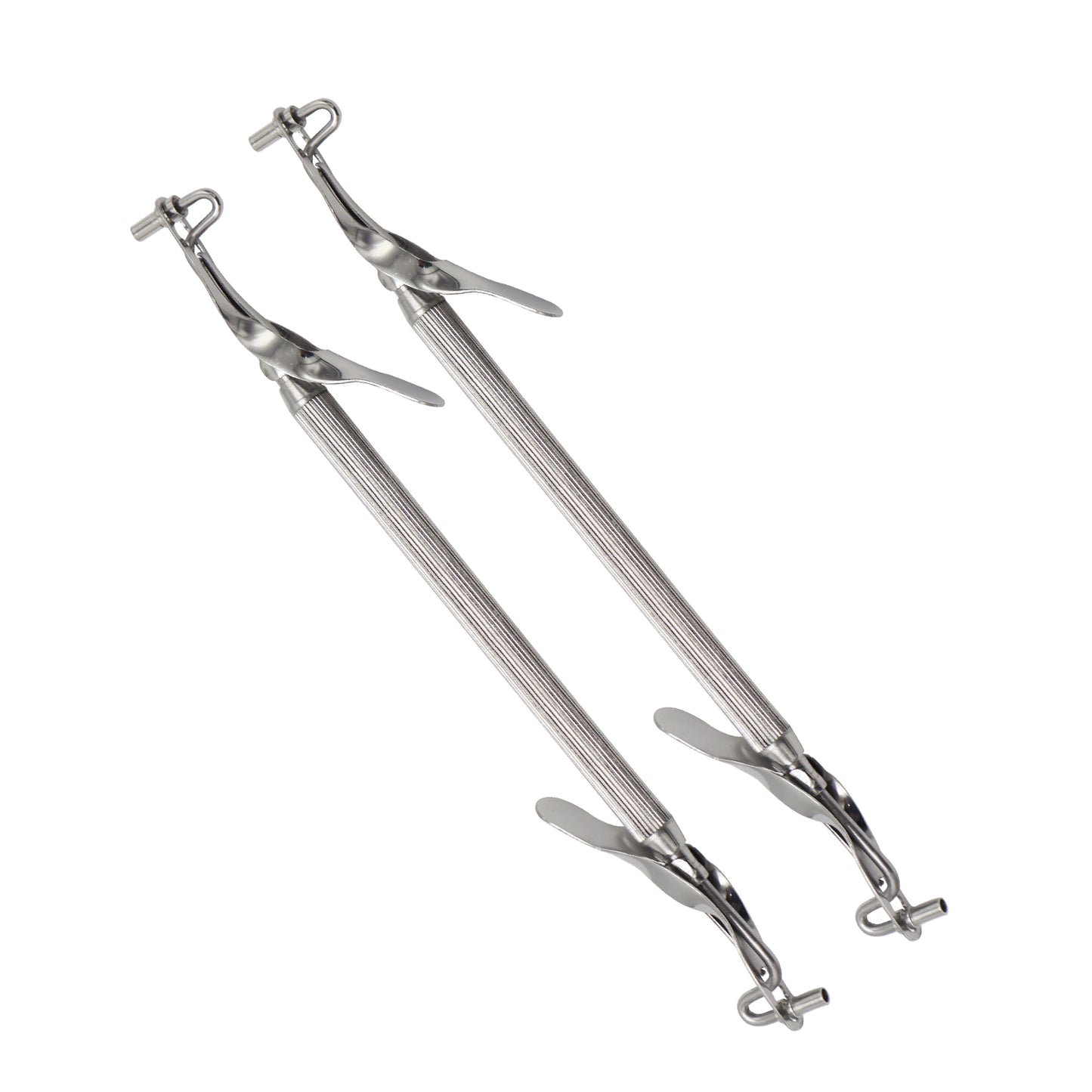 Metal clamps on a white background