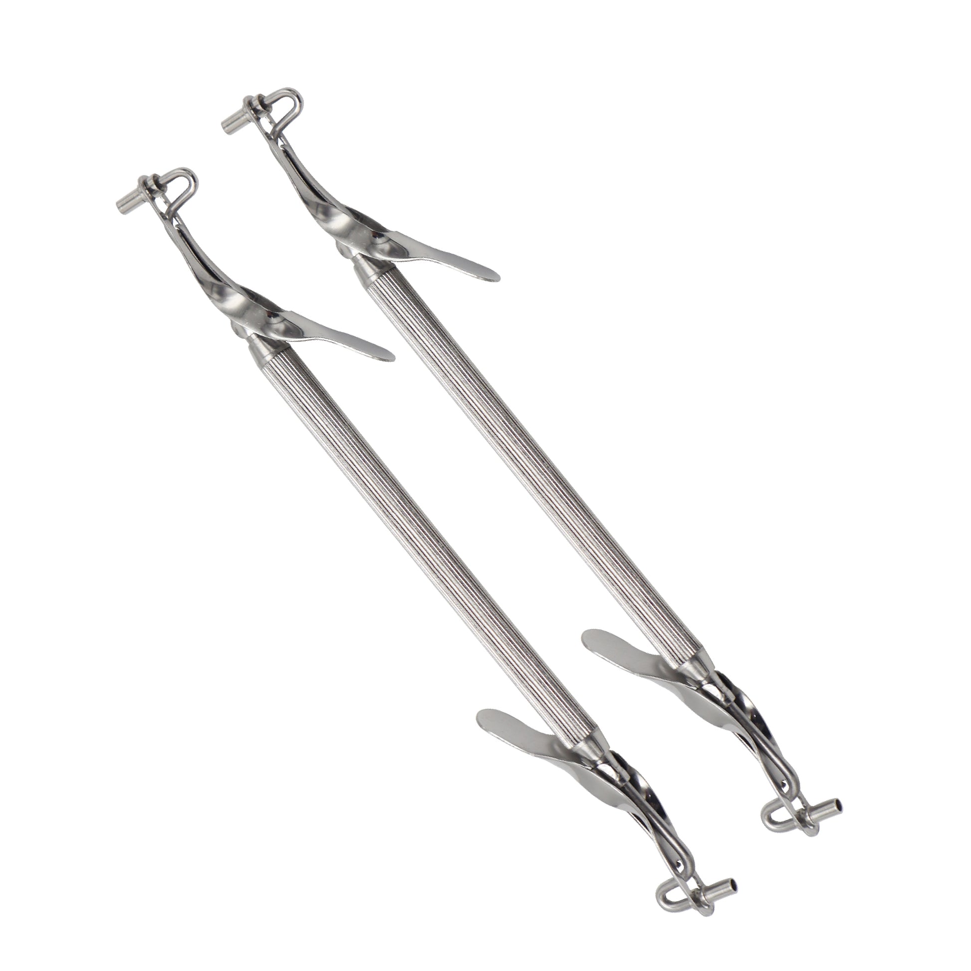 Metal clamps on a white background