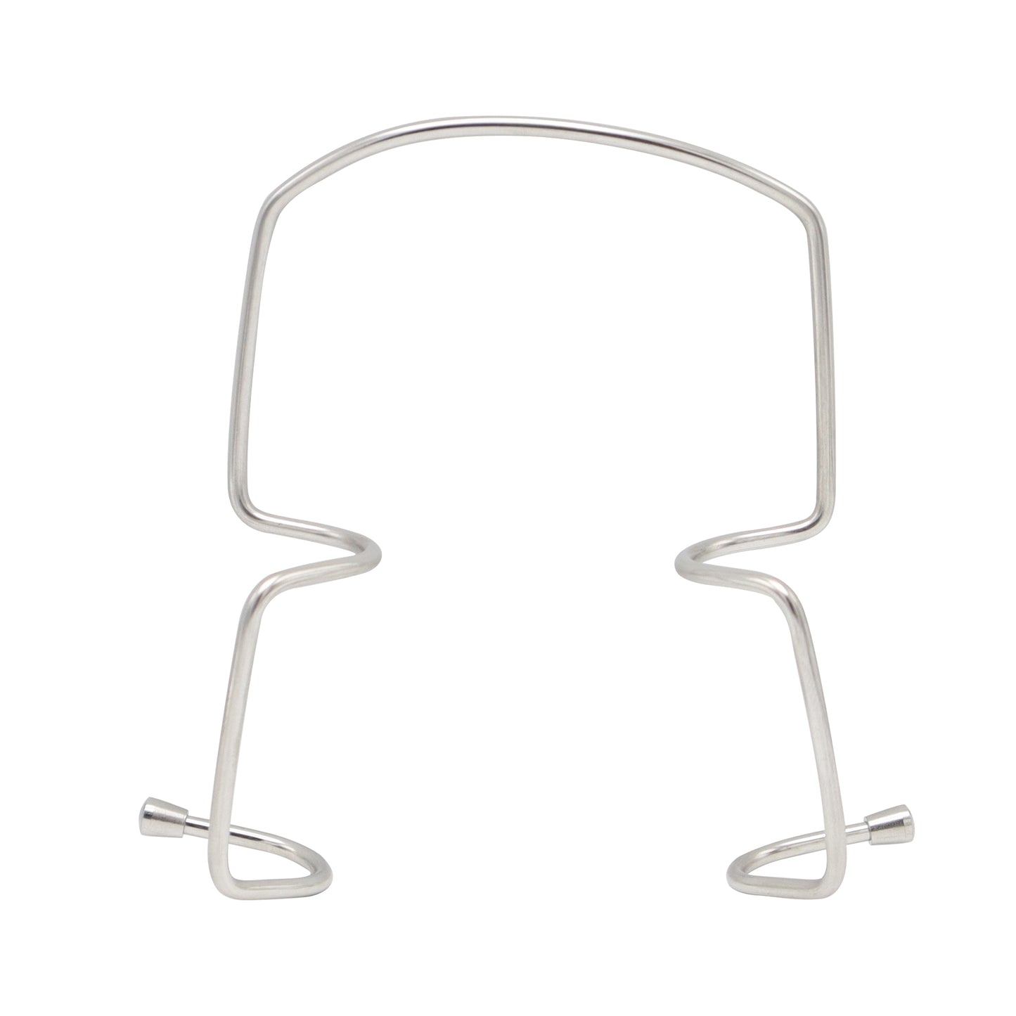 Metal head-shaped stand on a white background