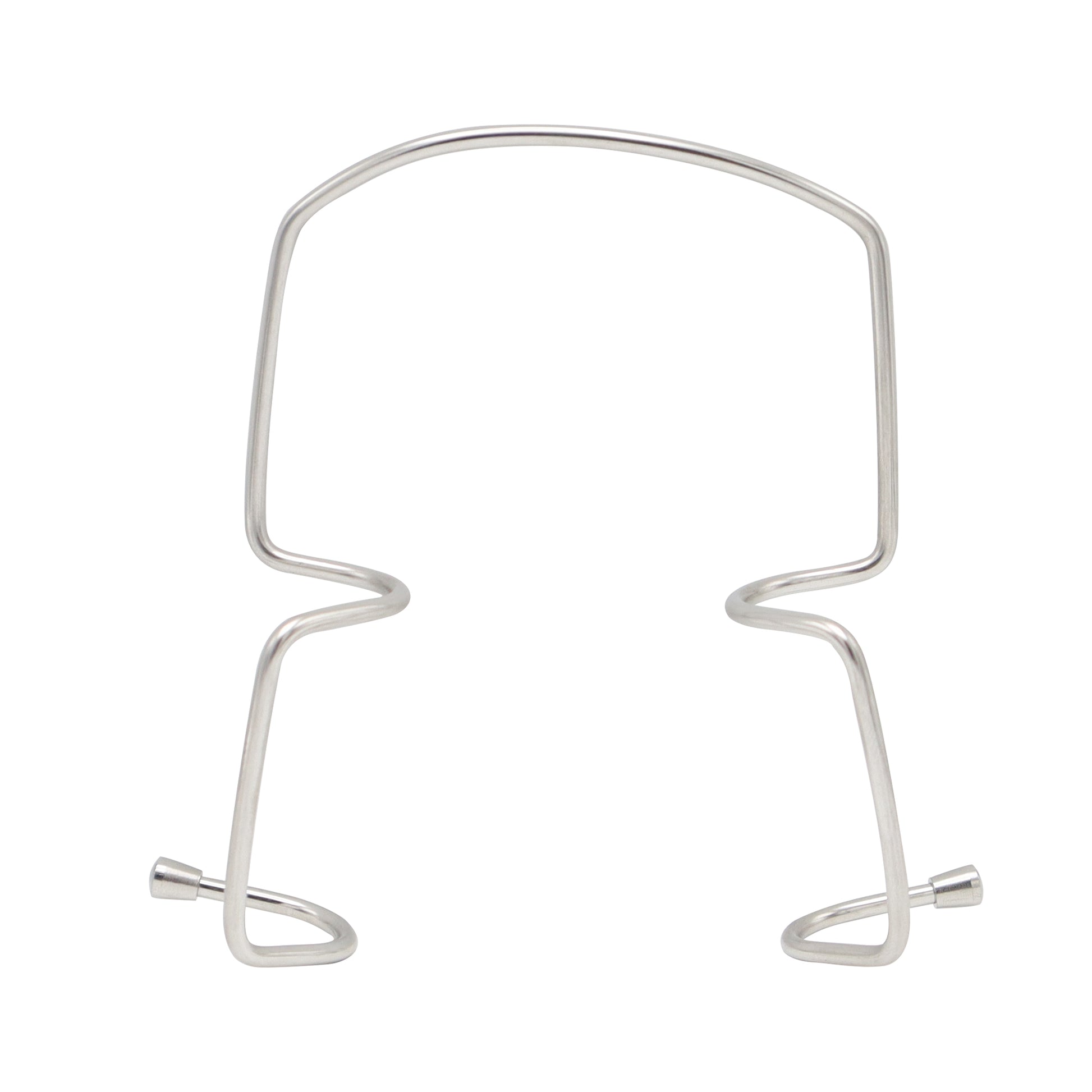 Metal head-shaped stand on a white background