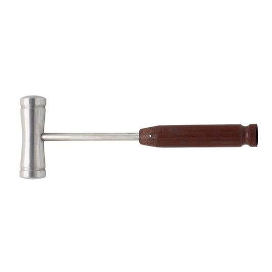Metal mallet with a brown handle on a white background