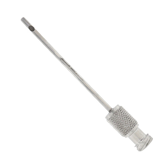 Metal needle tool on a white background
