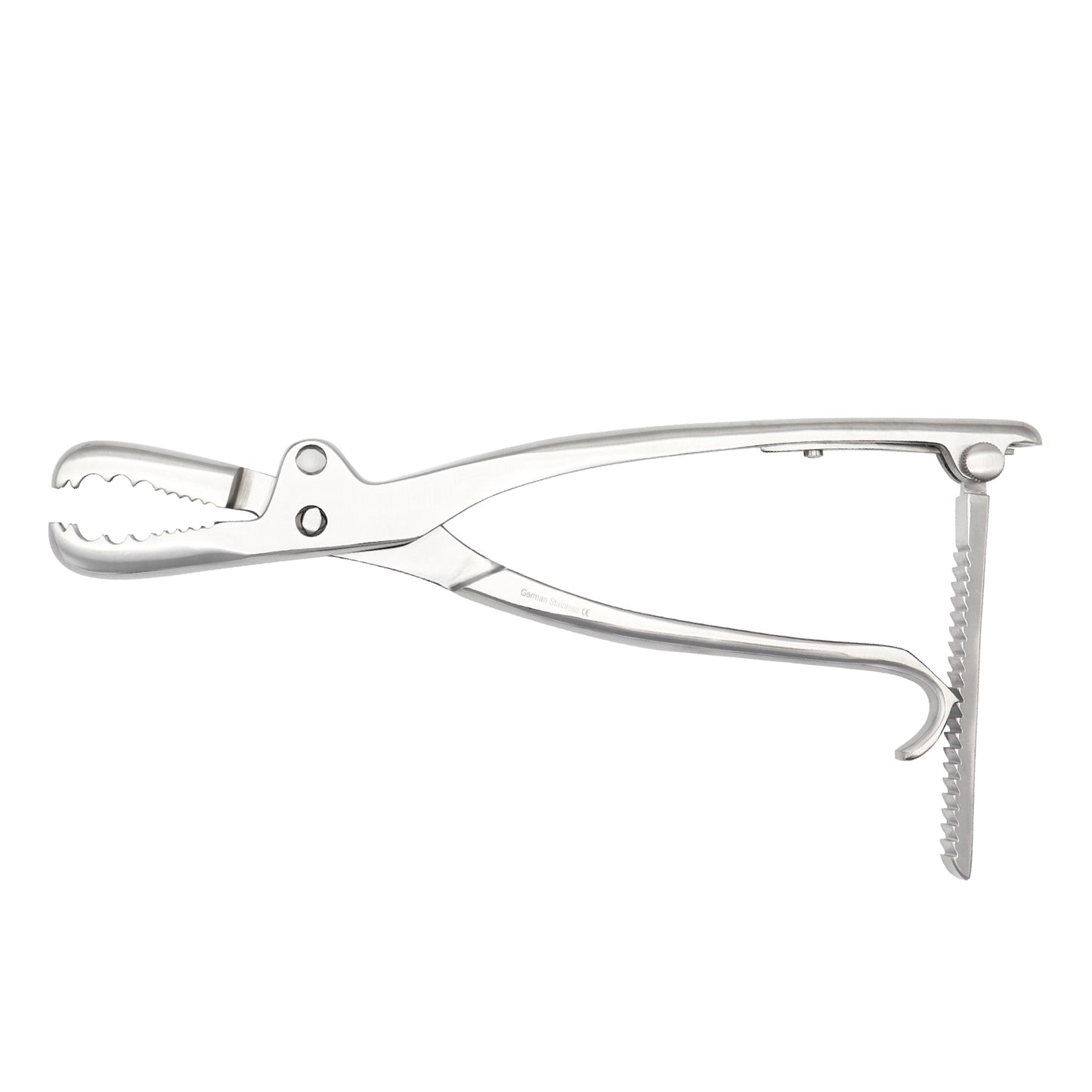 Metal pliers with a screw on a white background