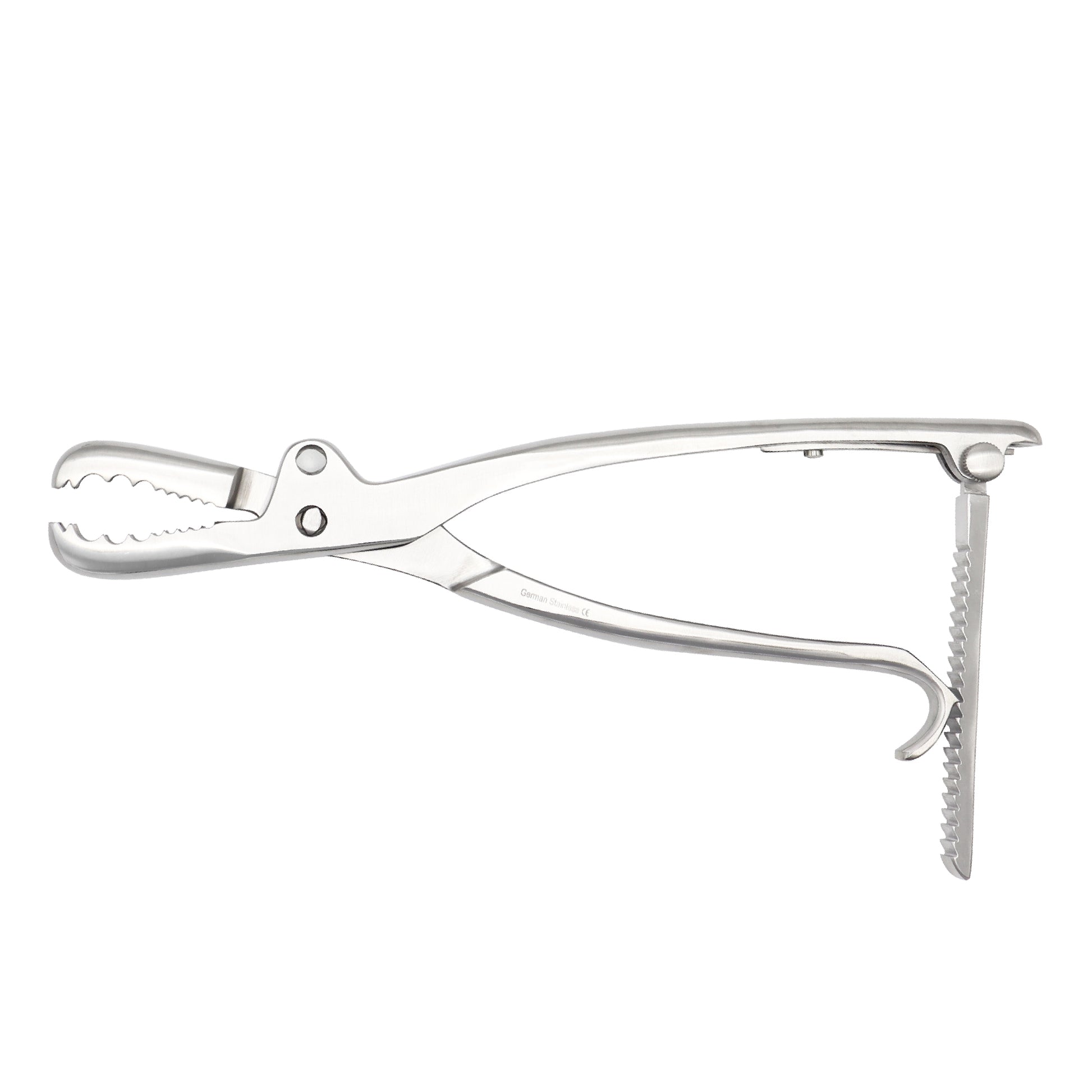 Metal pliers with a screw on a white background