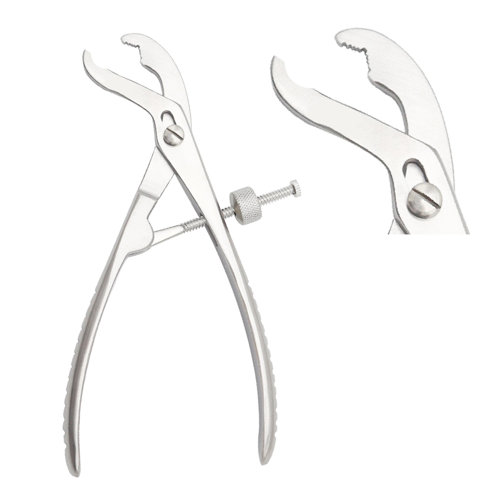 Metal pliers with adjustable jaw on a white background