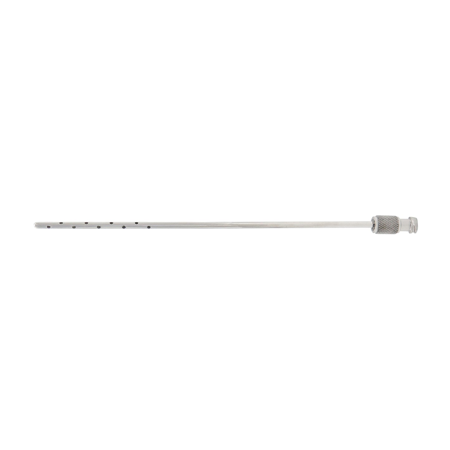 Metal rod with a cylindrical end on a white background