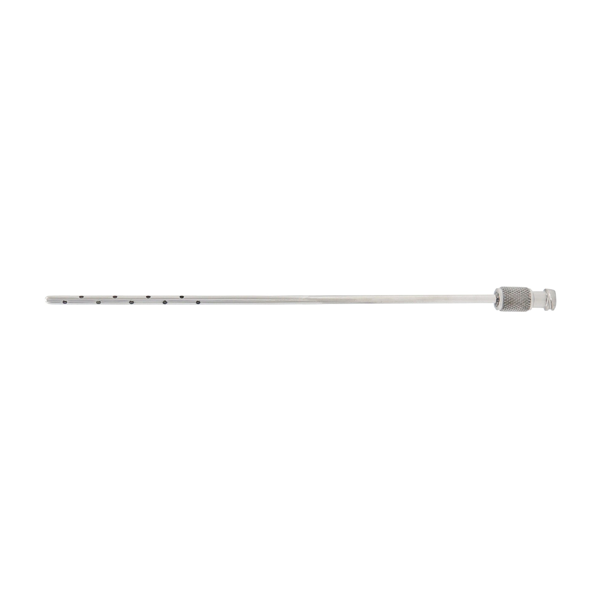 Metal rod with a cylindrical end on a white background