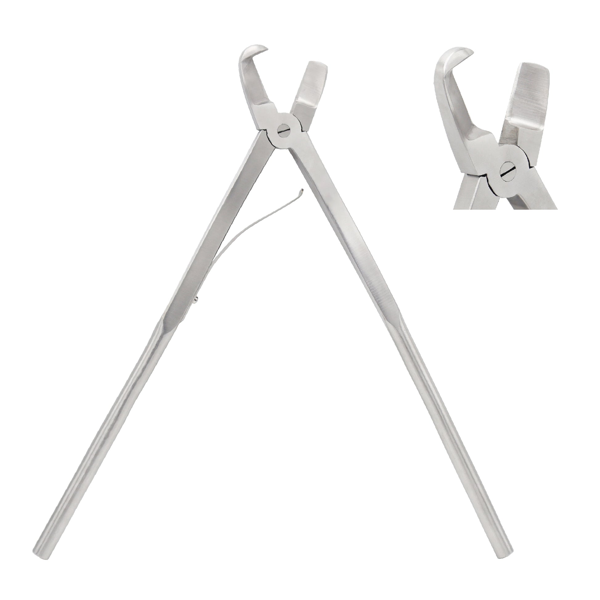 Metal tongs on a white background