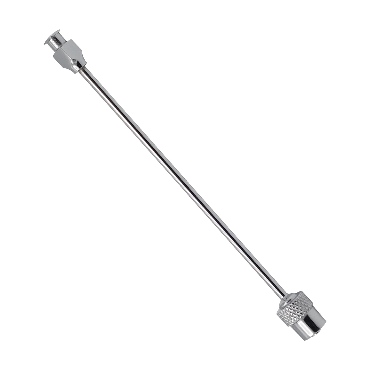 Metal tool with a cylindrical head and threaded shaft on a white background