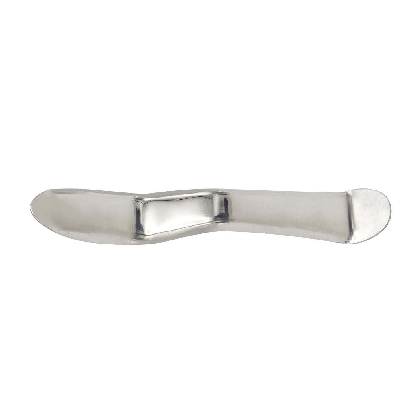 Metallic butter knife on a white background