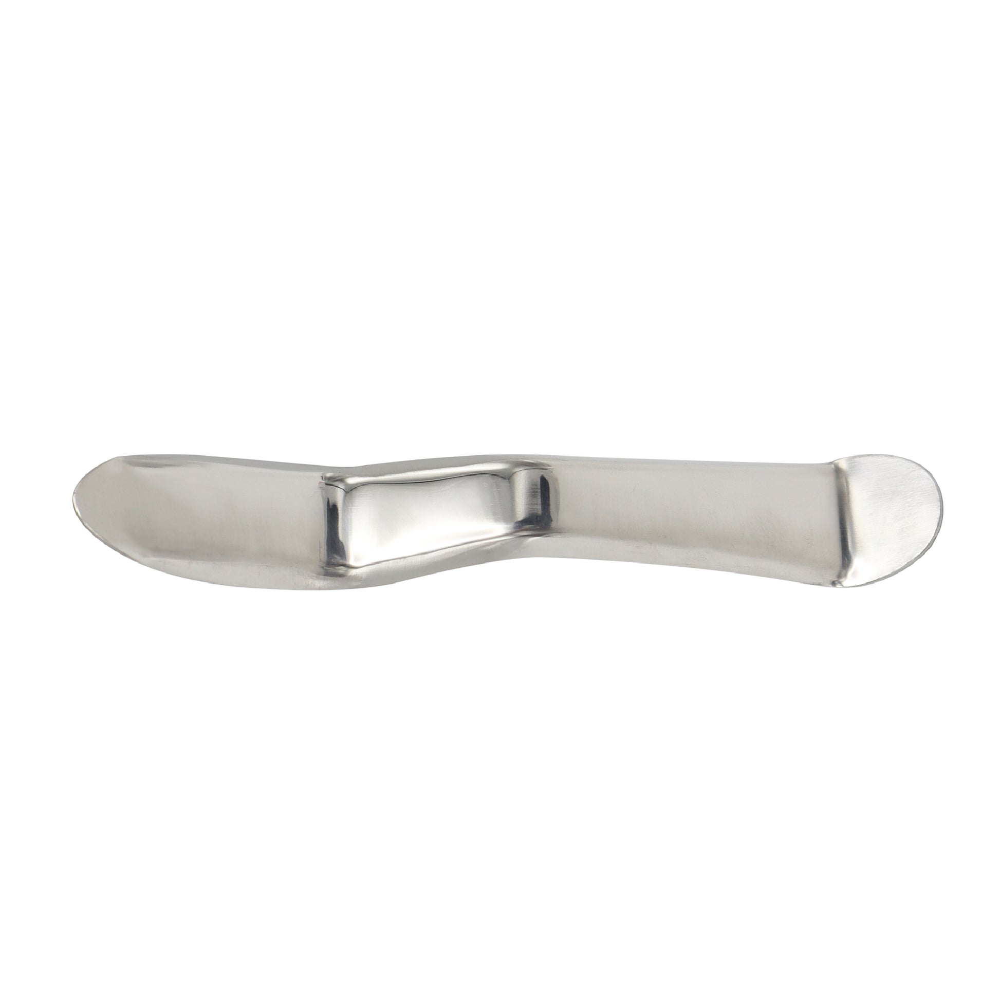 Metallic butter knife on a white background