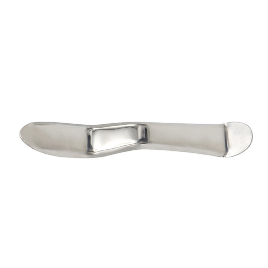 Metallic butter knife on a white background