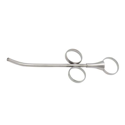 Metallic curved tool on a white background