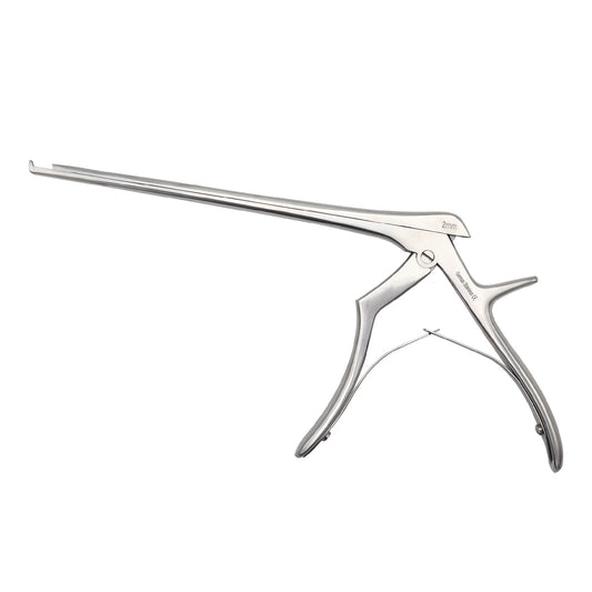 Metallic dental tool on a white background