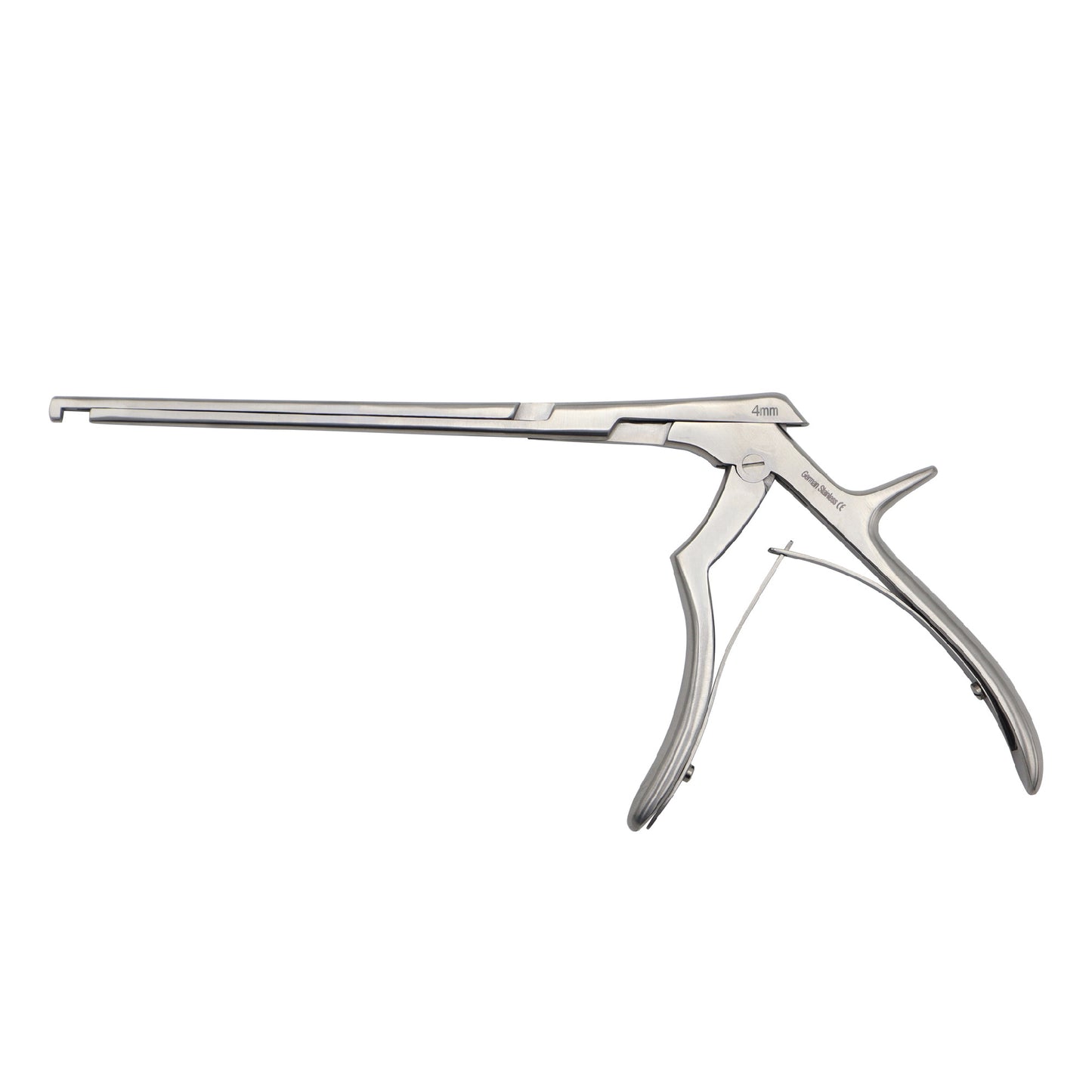 Metallic dental tool on a white background