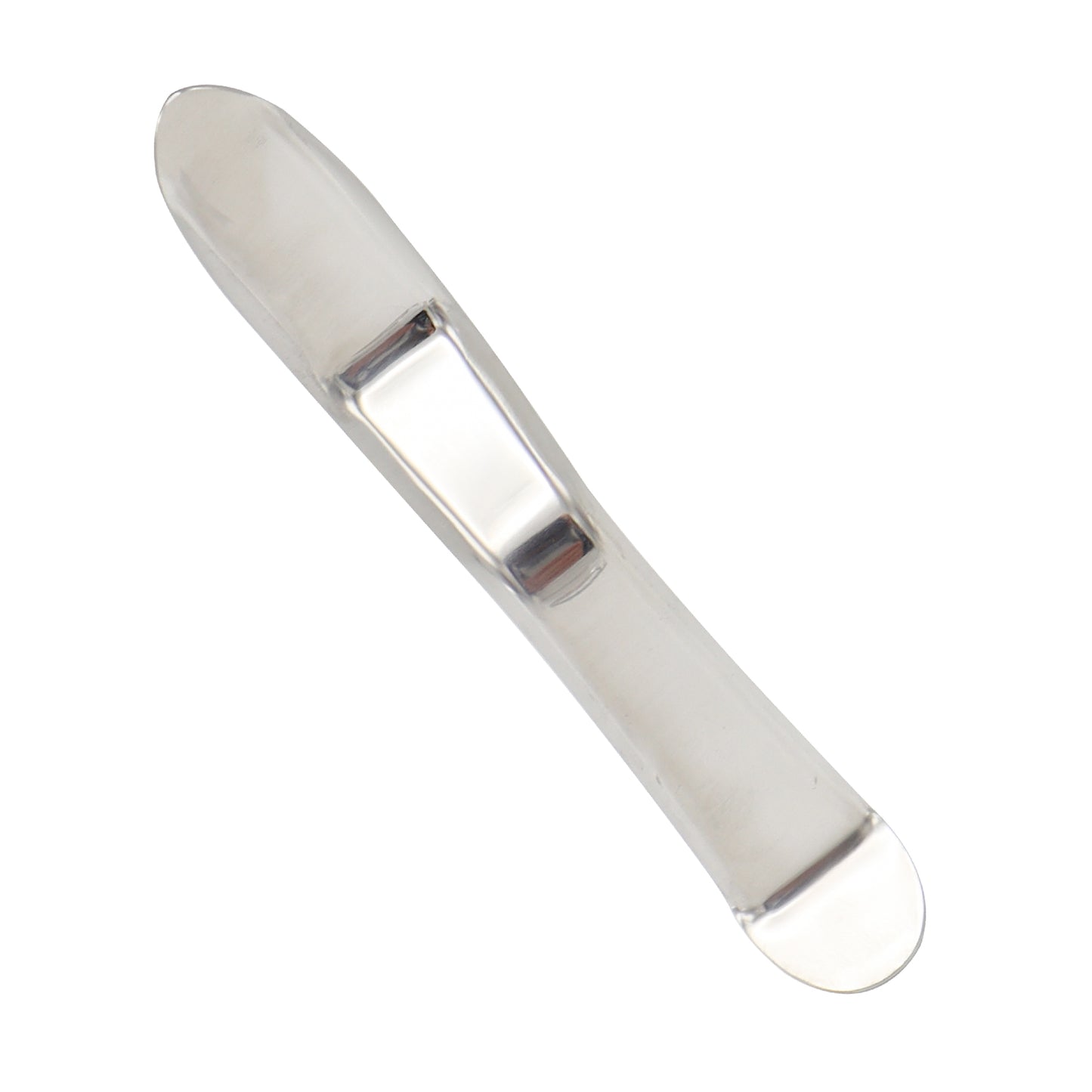 Metallic door handle on a white background
