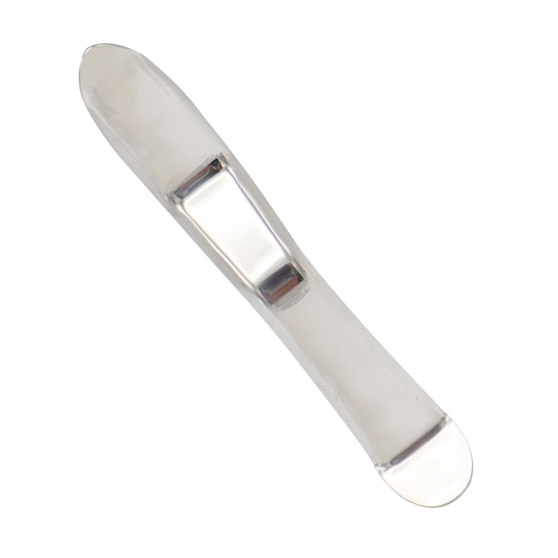 Metallic door handle on a white background