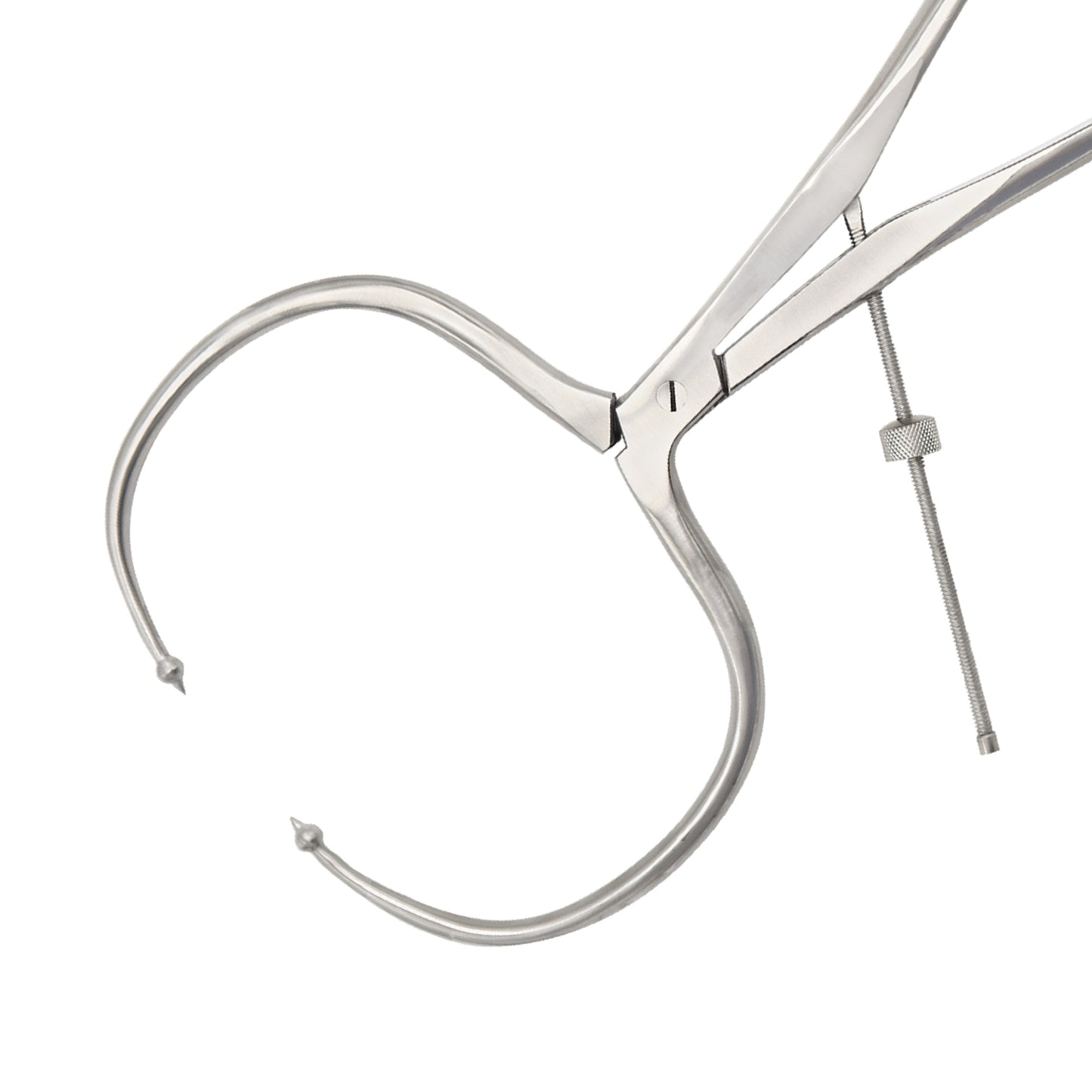 Metallic forceps on a white background