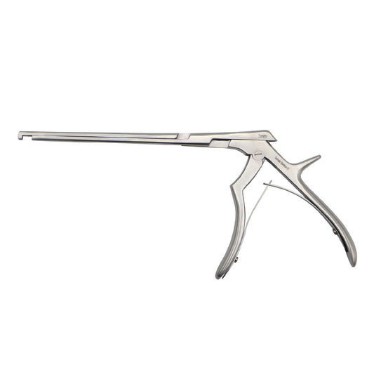 Metallic medical tool on a white background