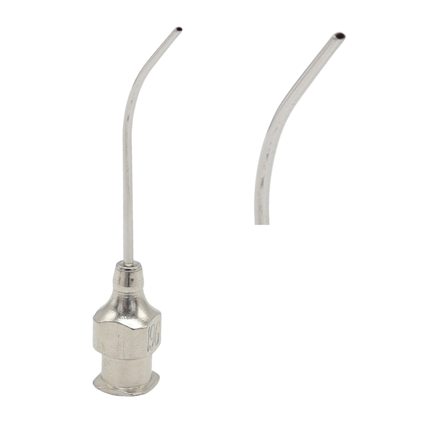Metallic nozzles with flexible tubes on a white background
