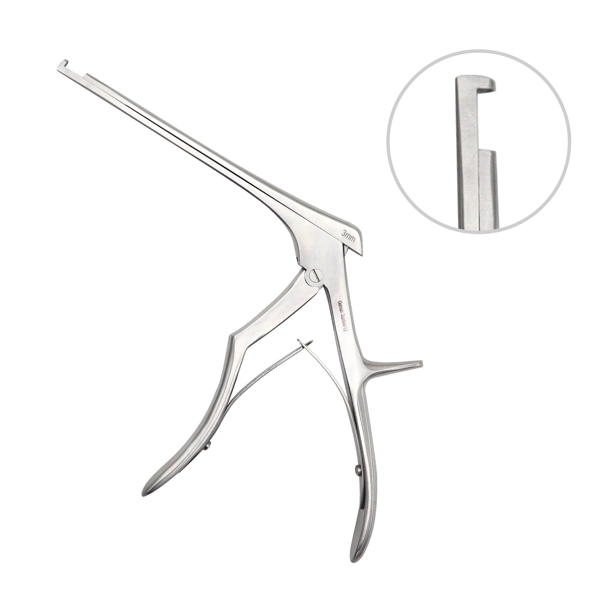 Metallic tool with a detailed design on a white background