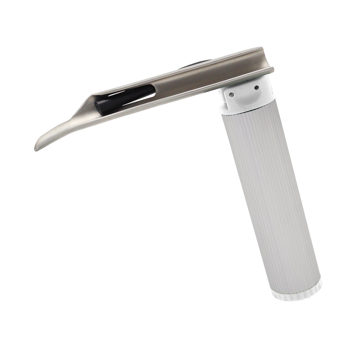 Miller Laryngoscope Combo bottom view displaying single-use stainless steel blade construction and integrated fiber optic light system for effective intubation.