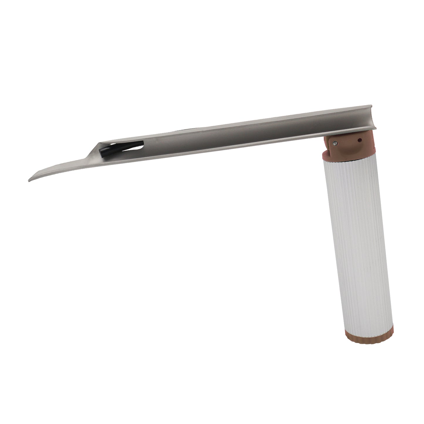 Miller Laryngoscope Combo fiber optic light view showing bright integrated illumination in a single-use stainless steel blade for clear airway visualization during intubation.