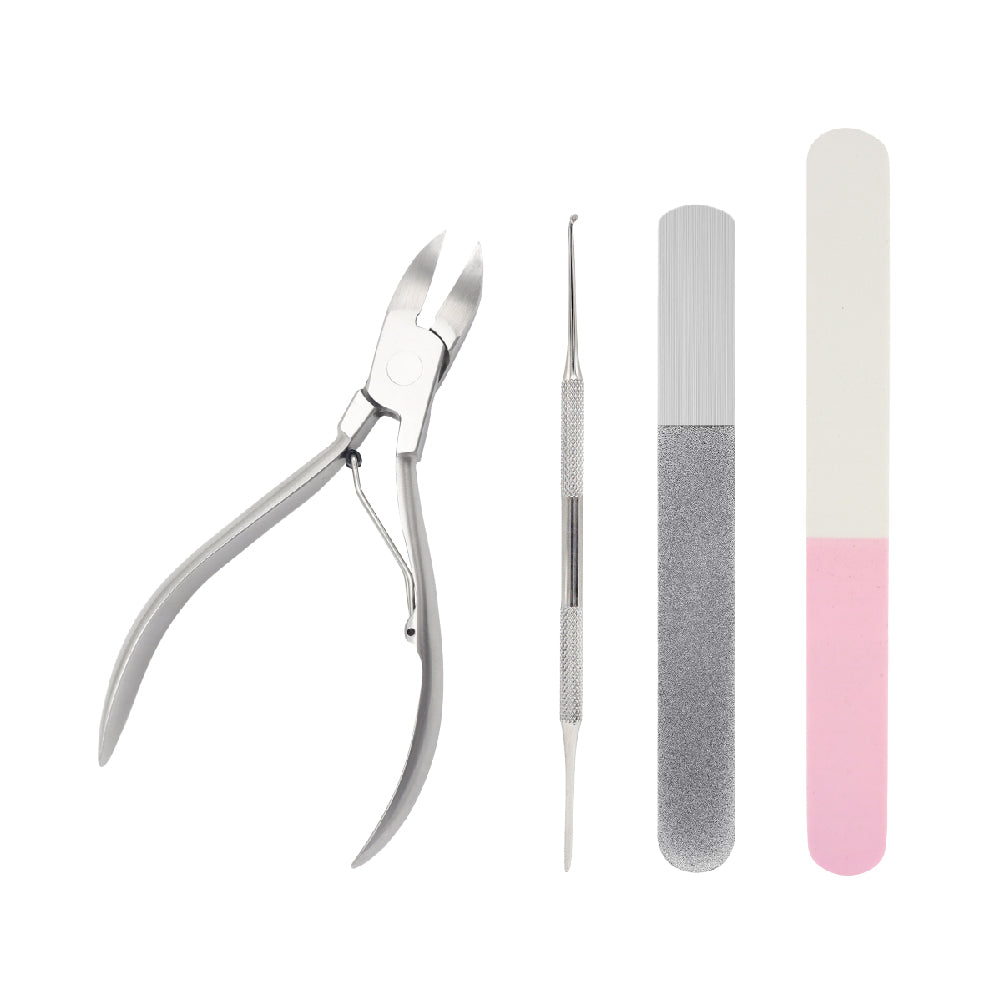 Natural, non-toxic nail care kit, stainless steel manicure and pedicure tools set, safe for sensitive skin, perfect for home and travel.