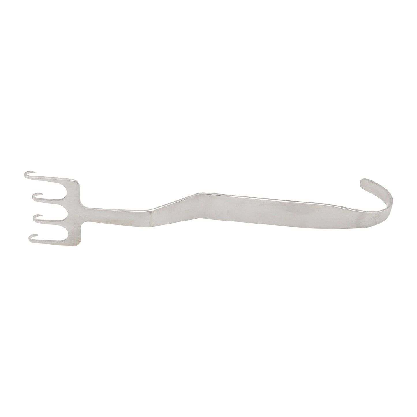 FREEMAN Face-lift retractor - with bent neck, 4 sharp prongs, blade 38 mm, length 18 cm
