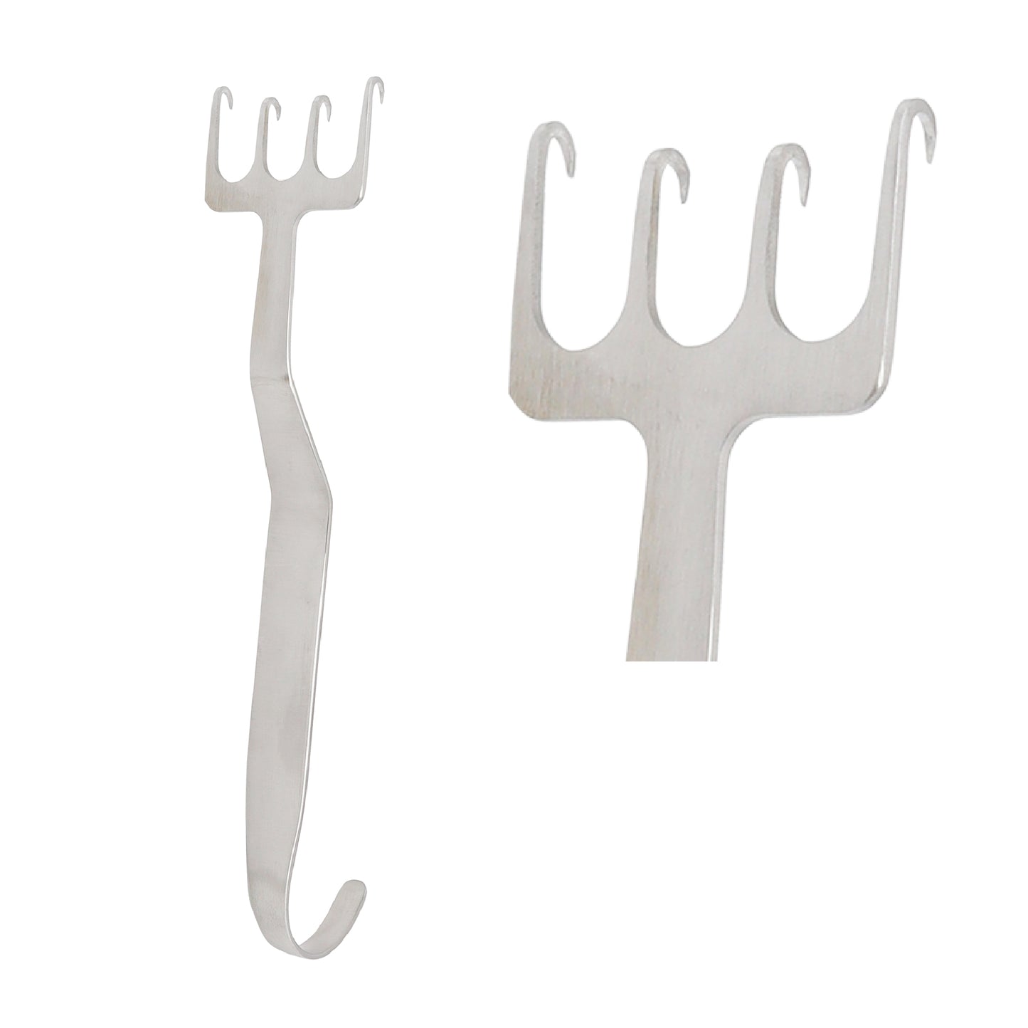 FREEMAN Face-lift retractor - with bent neck, 4 sharp prongs, blade 38 mm, length 18 cm