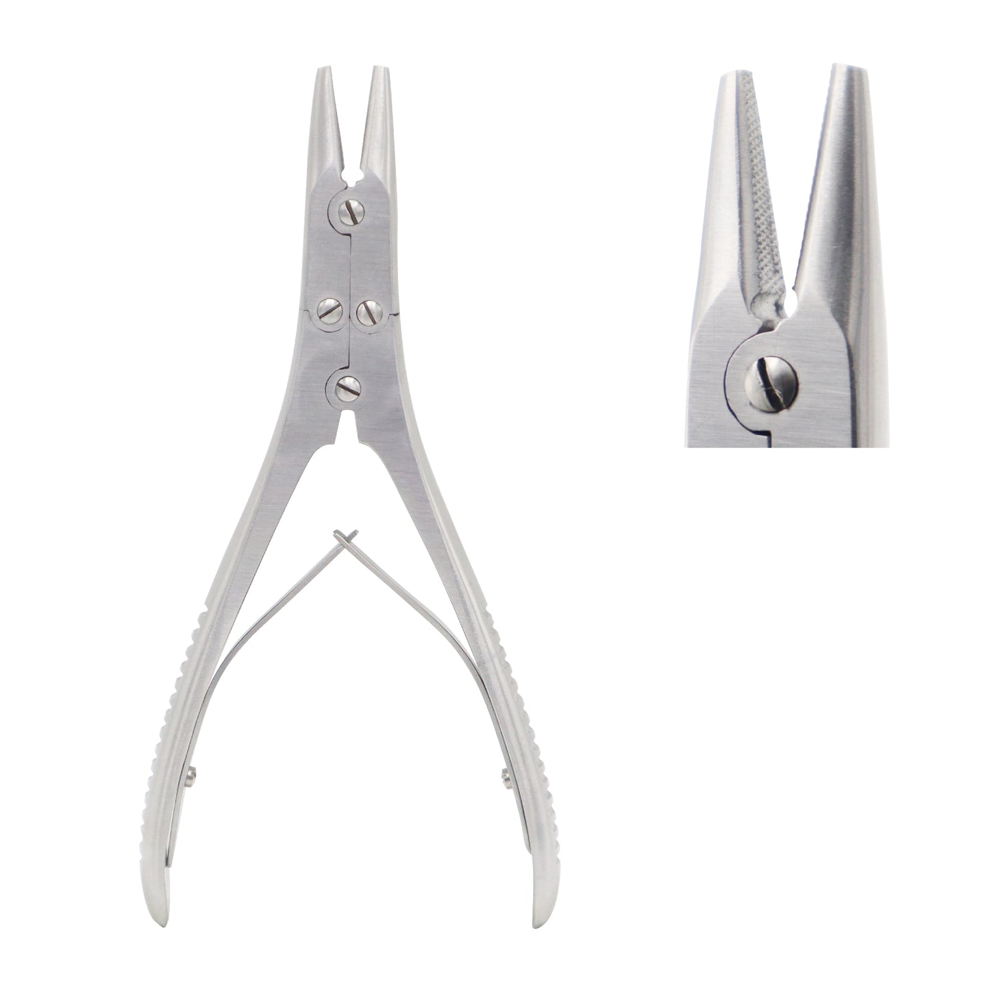 Pair of metal pliers on a white background