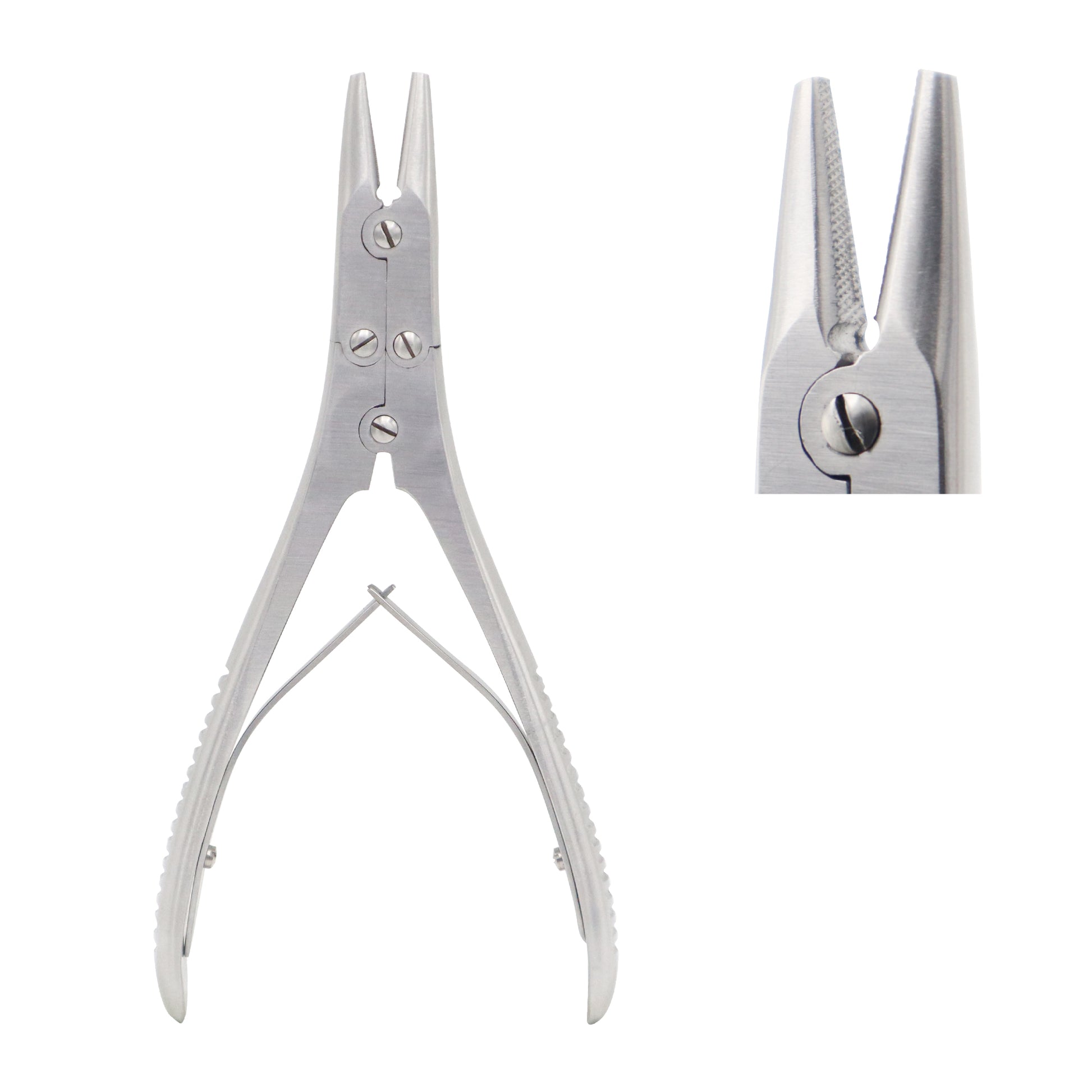 Pair of metal pliers on a white background