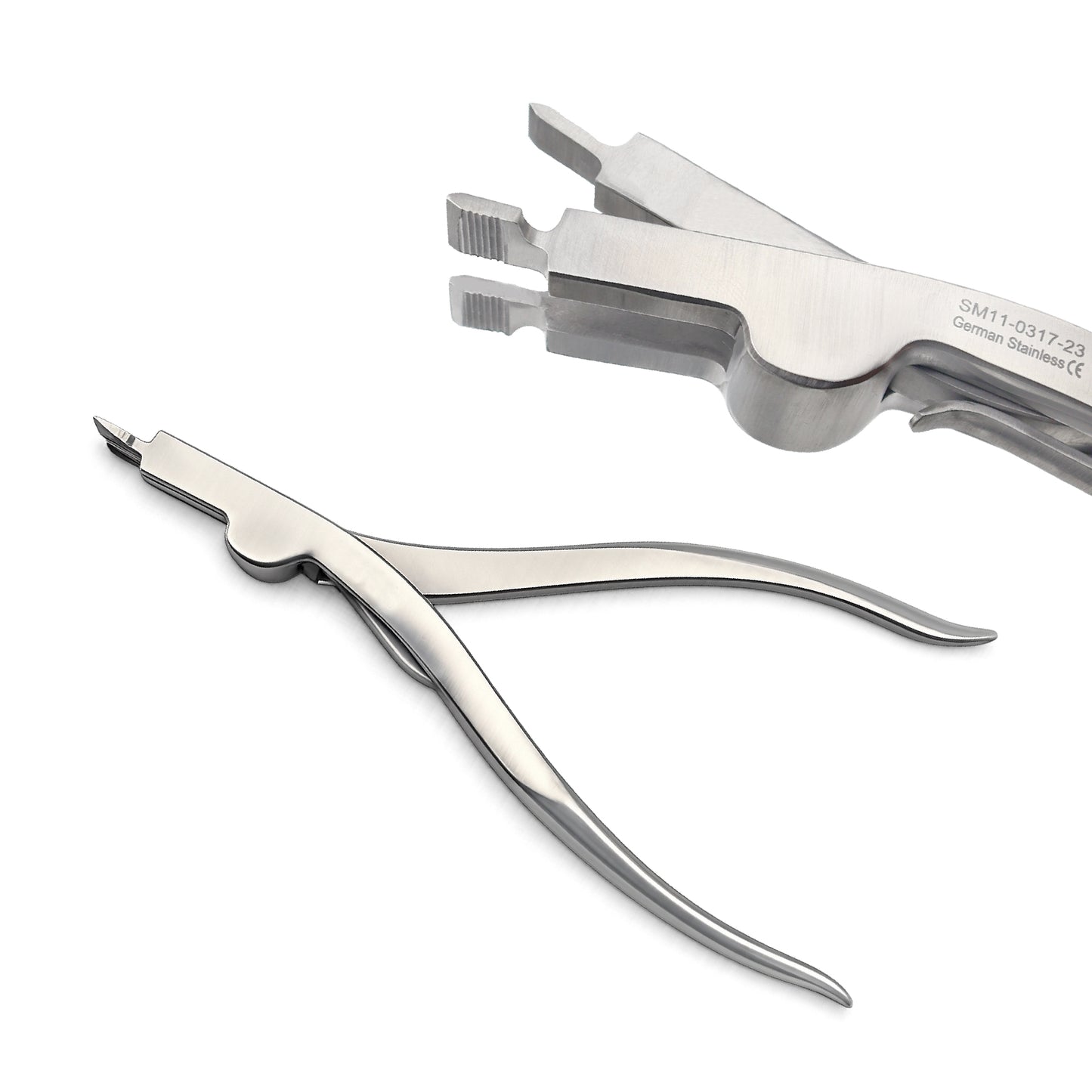 Pair of metal pliers on a white background