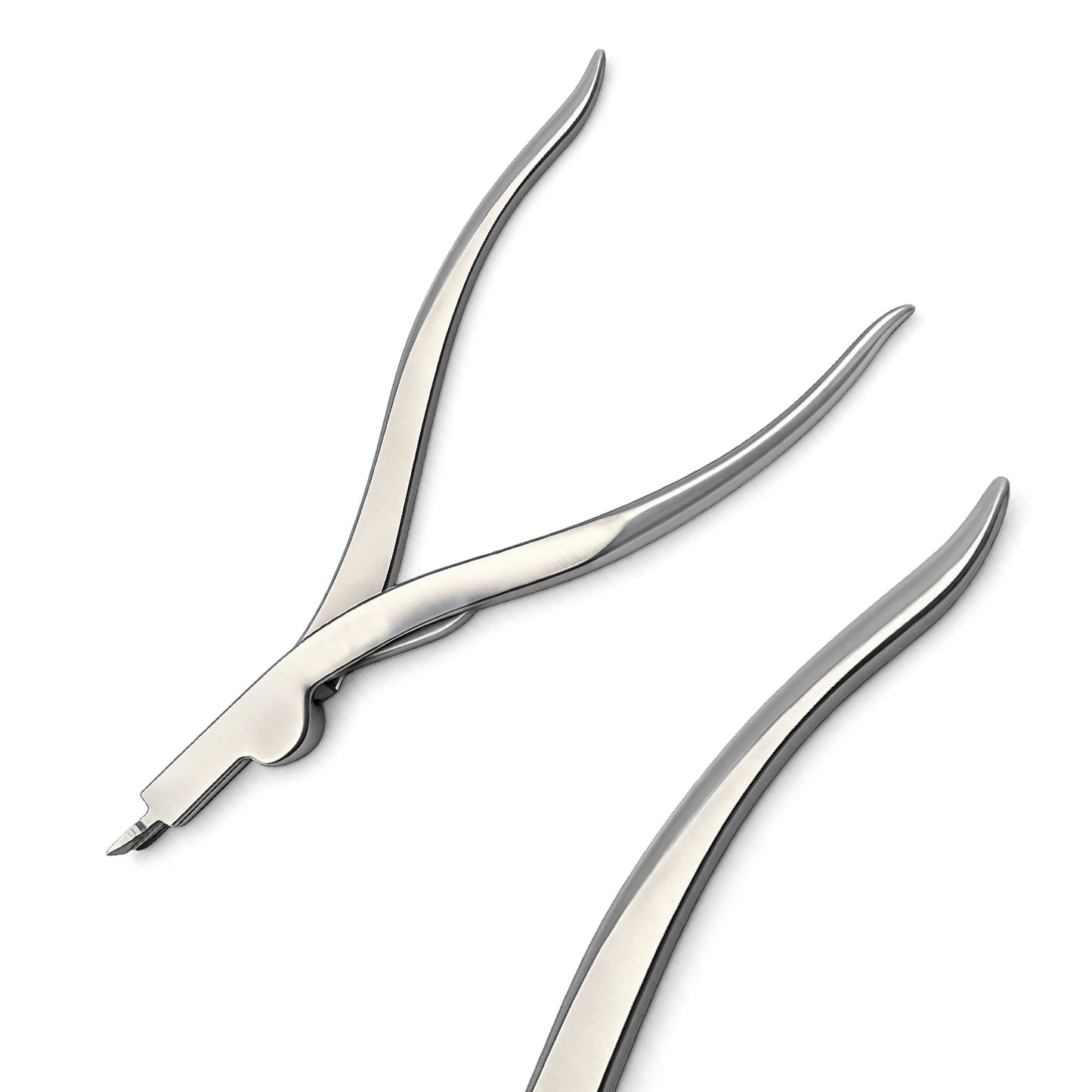 Pair of silver pliers on a white background
