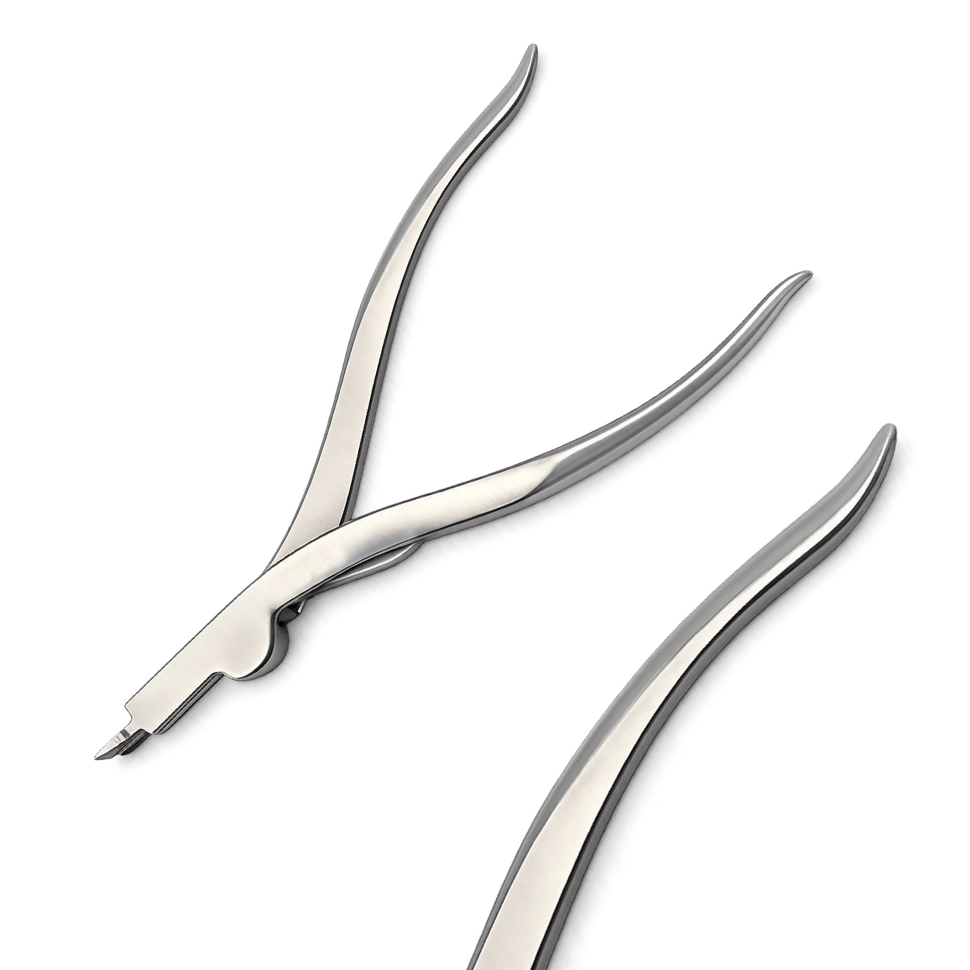 Pair of silver pliers on a white background