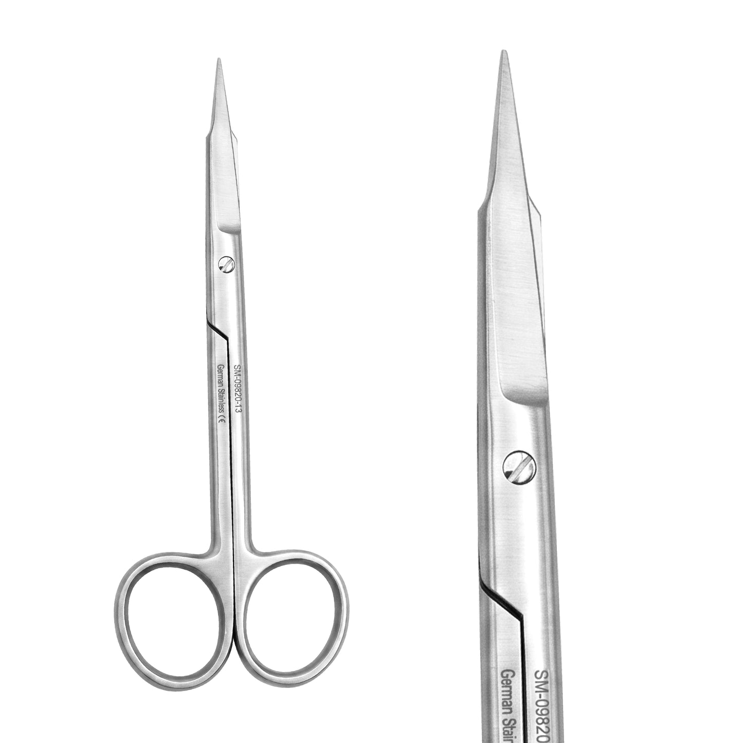 Pair of surgical scissors on a white background
