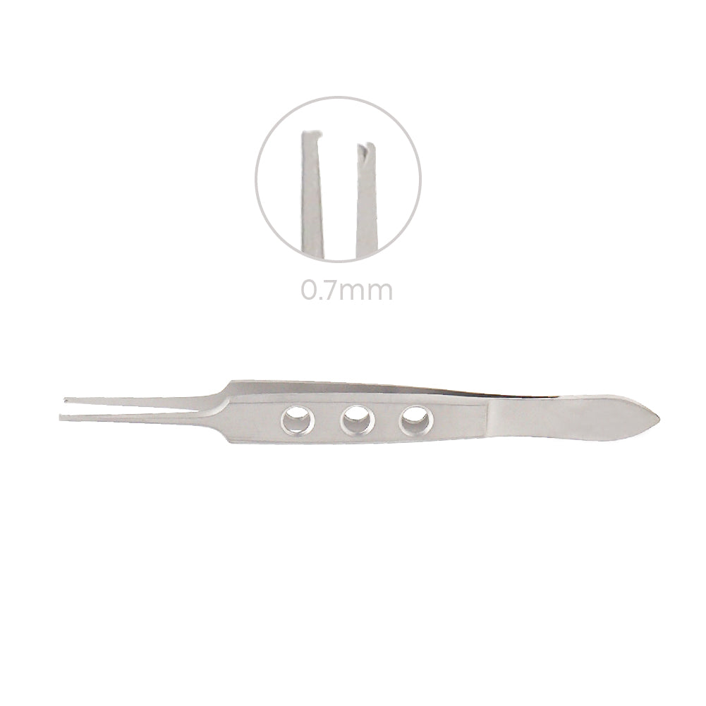 Bishop-Harmon Iris Forceps Straight, 1×2 teeth, 0.7mm, overall length 9 cm