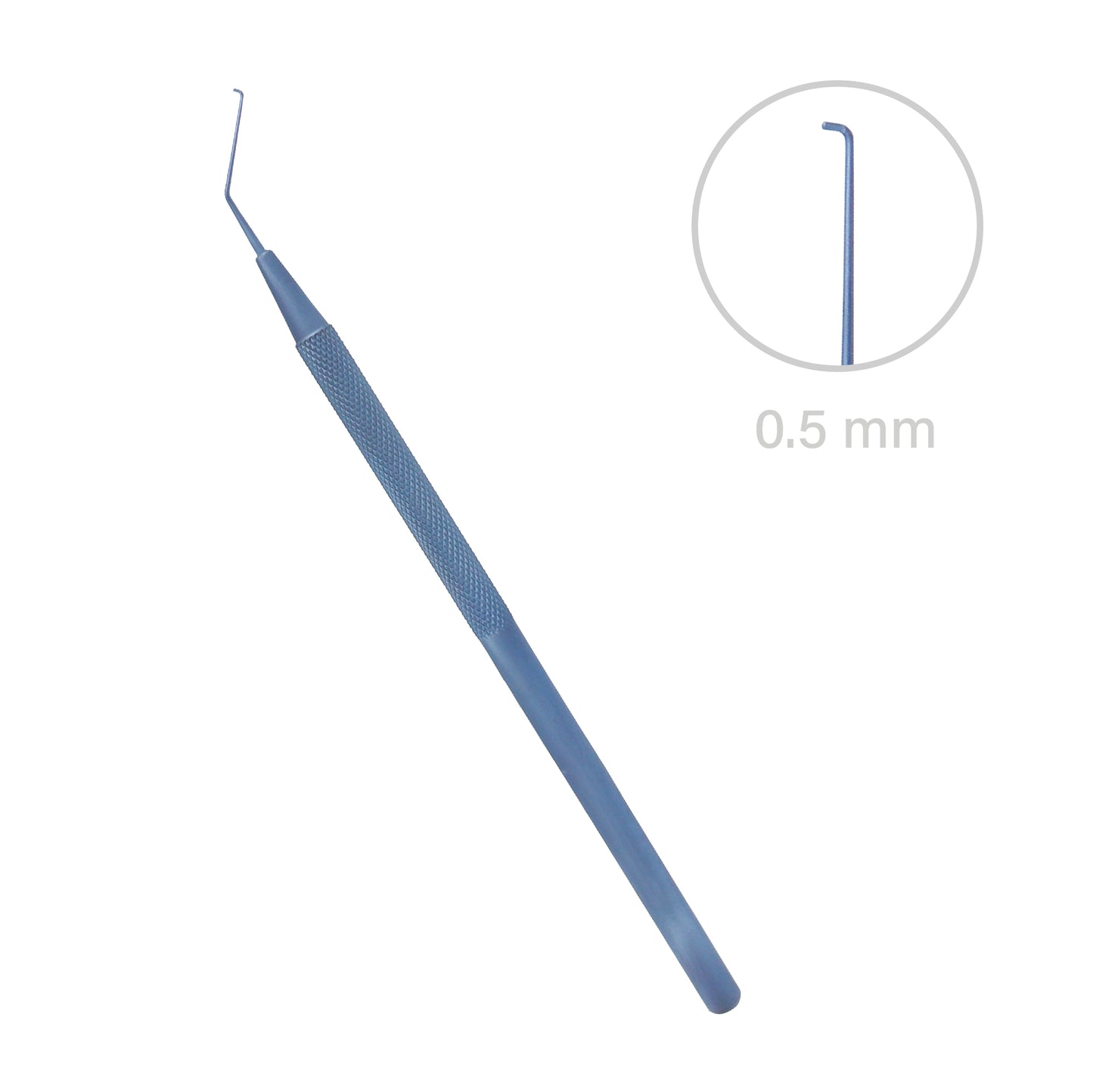 Phaco chopper, 60°, angled, 0.5 mm, overall length 12.5 cm Titanium