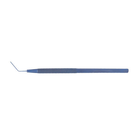 Lens Round Spatula, 0.5 mm, Angled, Blunt, overall length 12.5 cm, Titanium