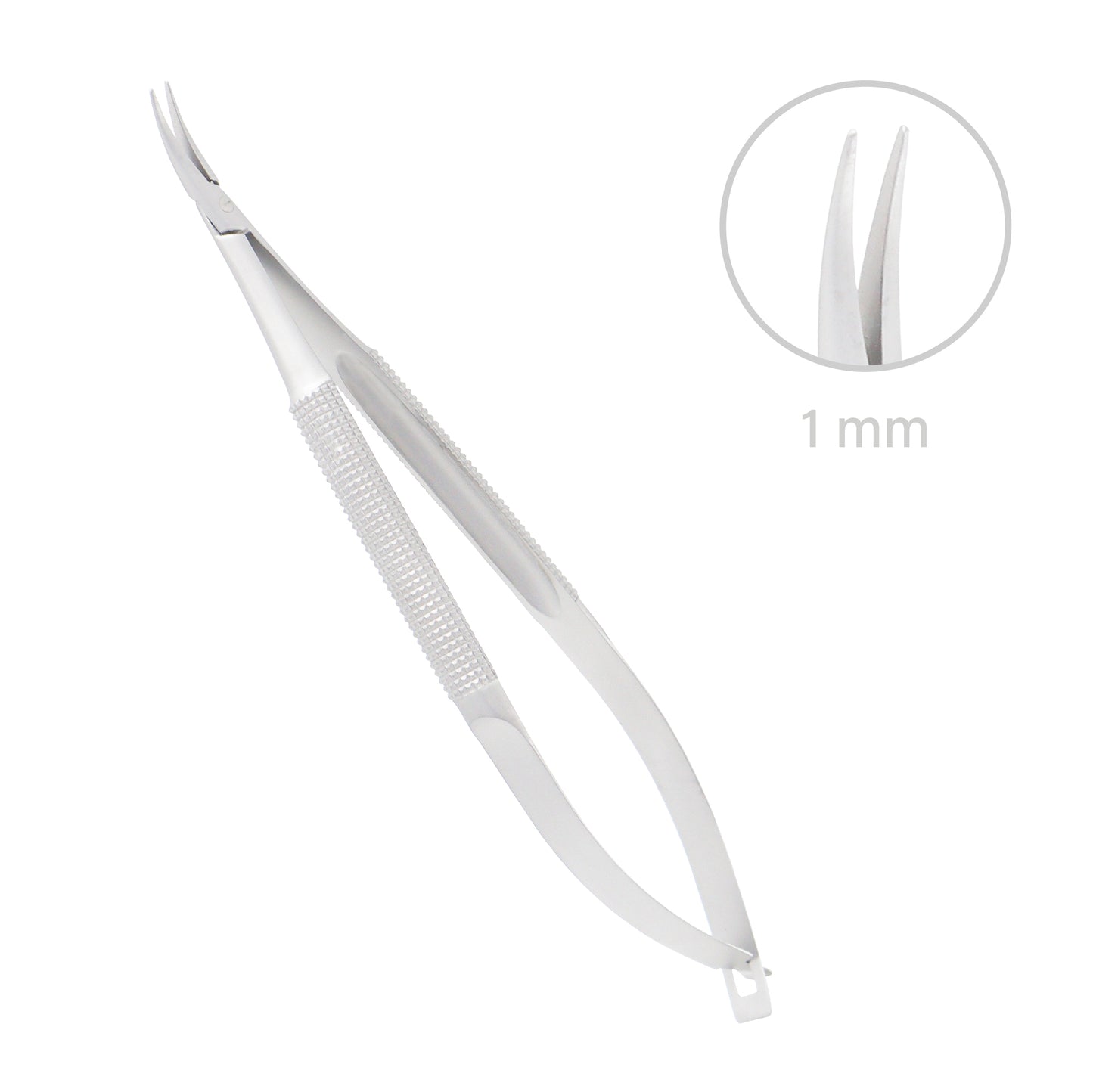 Barraquer, Micro-Needle Holder, curved, 1 mm, without lock, overall length 12.5 cm