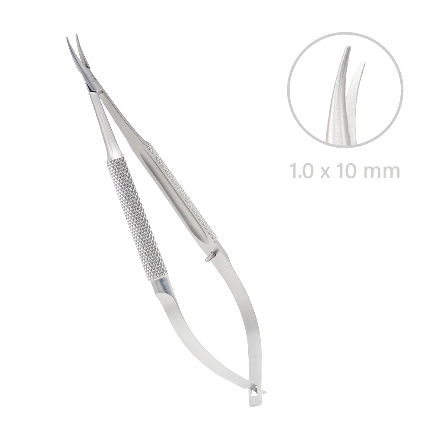 Barraquer, Micro-Needle holder, curved, standard model, 1.0 x 10 mm, without lock, overall length 12 cm