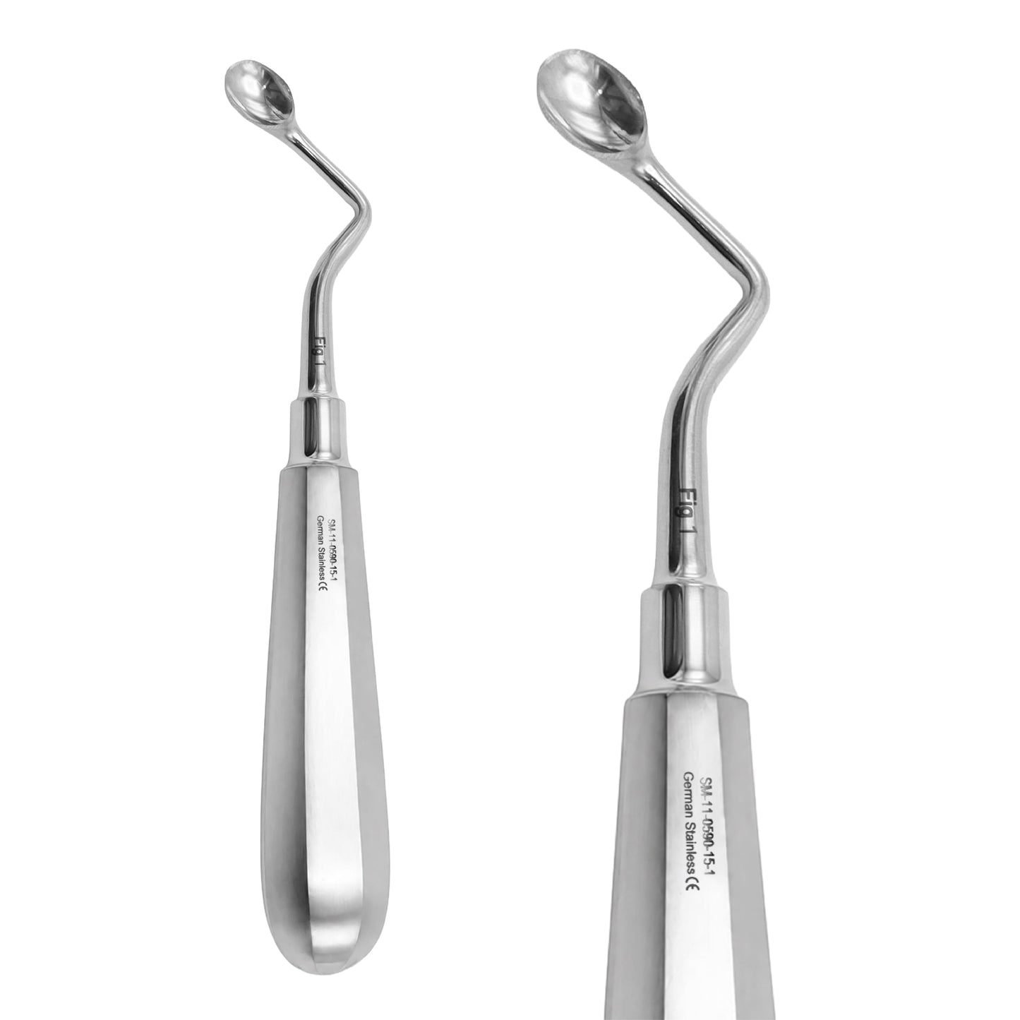 Model USA Bone Curette 15.5cm / 6" Oval Hollow Handle – Left & Right Surgical Curette
