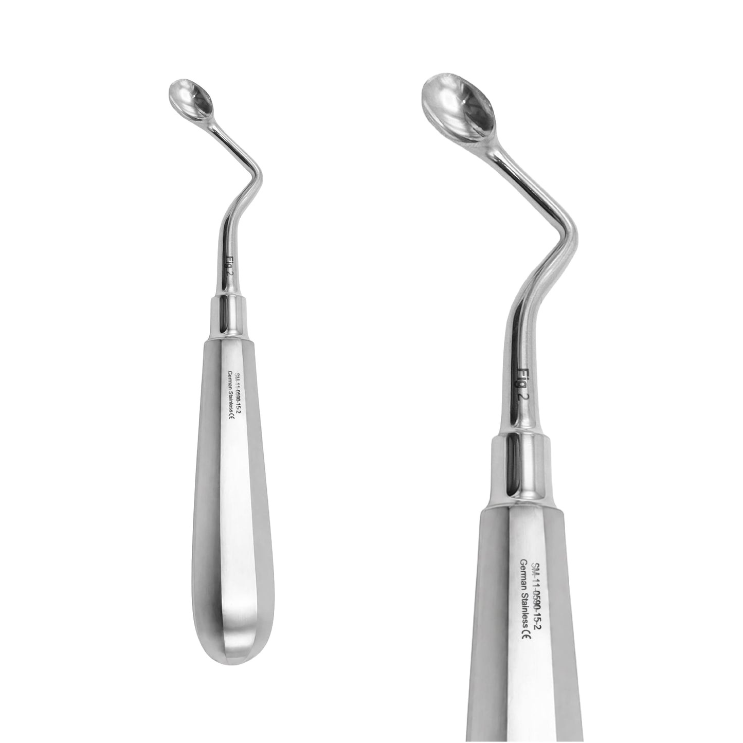 Model USA Bone Curette 15.5cm / 6" Oval Hollow Handle – Left & Right Surgical Curette