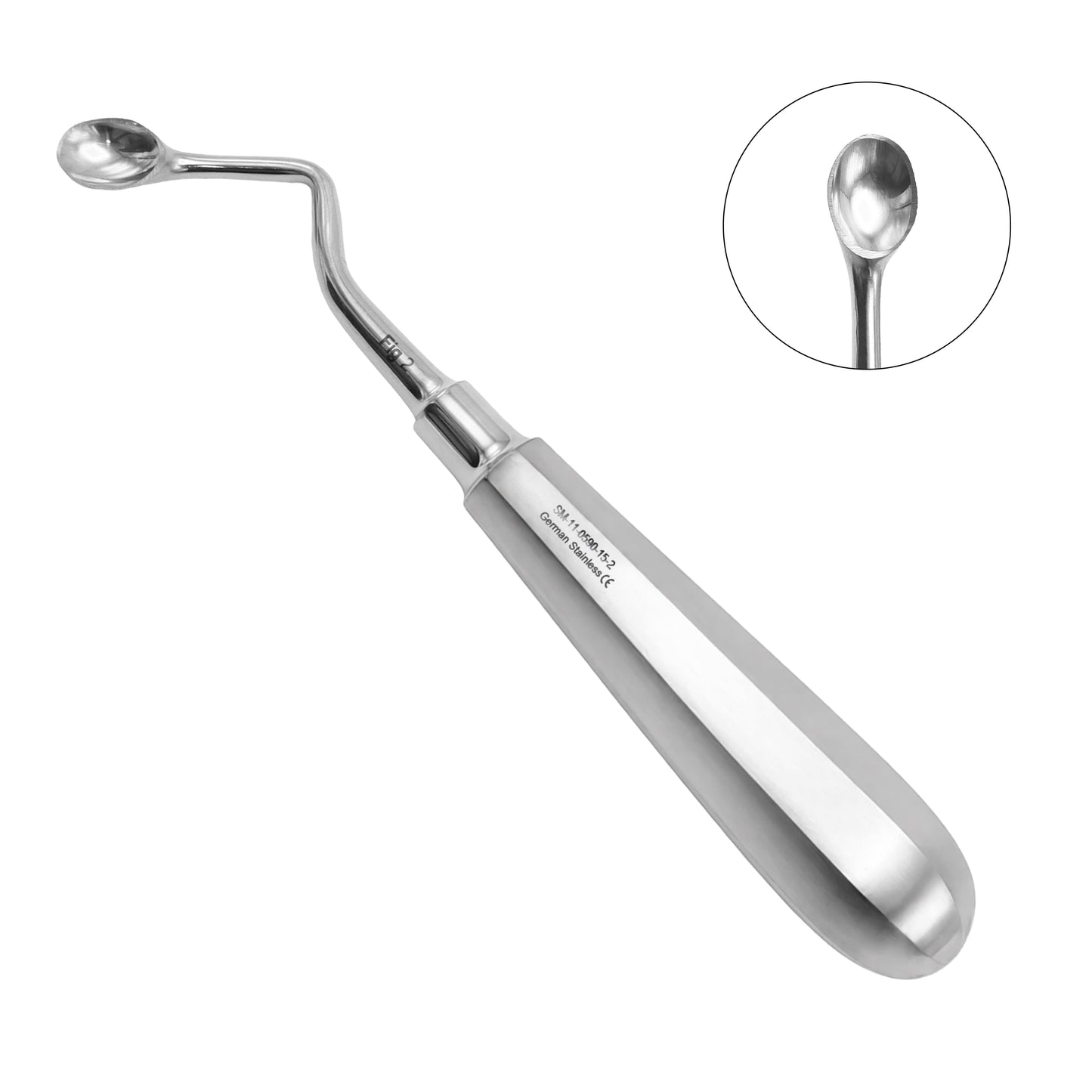 Model USA Bone Curette 15.5cm / 6" Oval Hollow Handle – Left & Right Surgical Curette